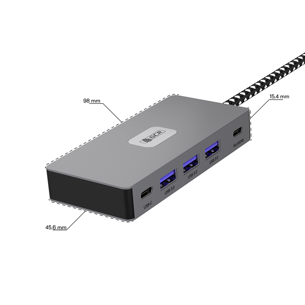 GCR PRO Док-станция 7в1 Type-C USB HUB 5Gbps PD 100W OTG 4K 30Hz HDMI