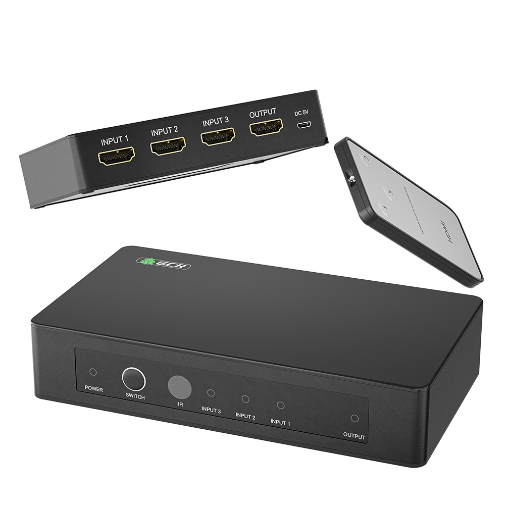Переключатель HDMI 2.0 3 устройства к 1 монитору 4K60Hz 4:4:4 HDCP 2.2