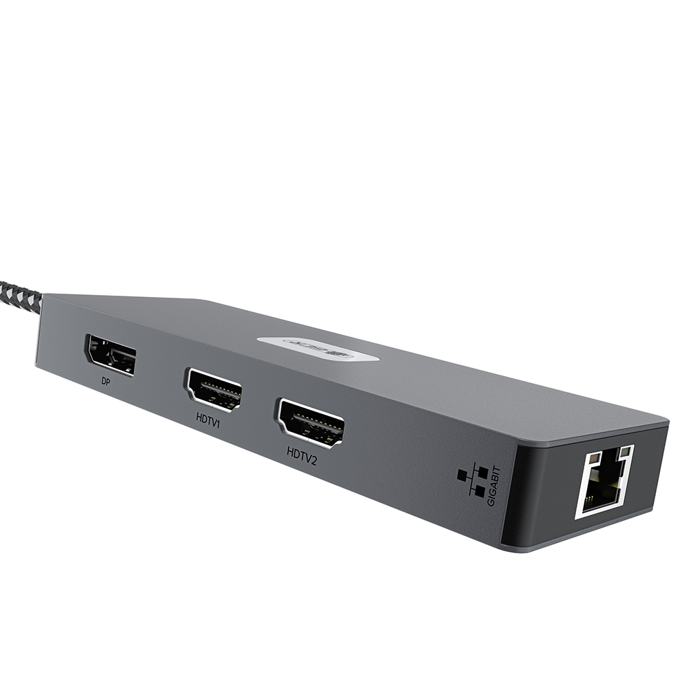 GCR PRO Док-станция 8в1 Type-C USB Hub 5Gbps PD 100W 4K60Hz HDMI/DP RJ45 1000Mbps