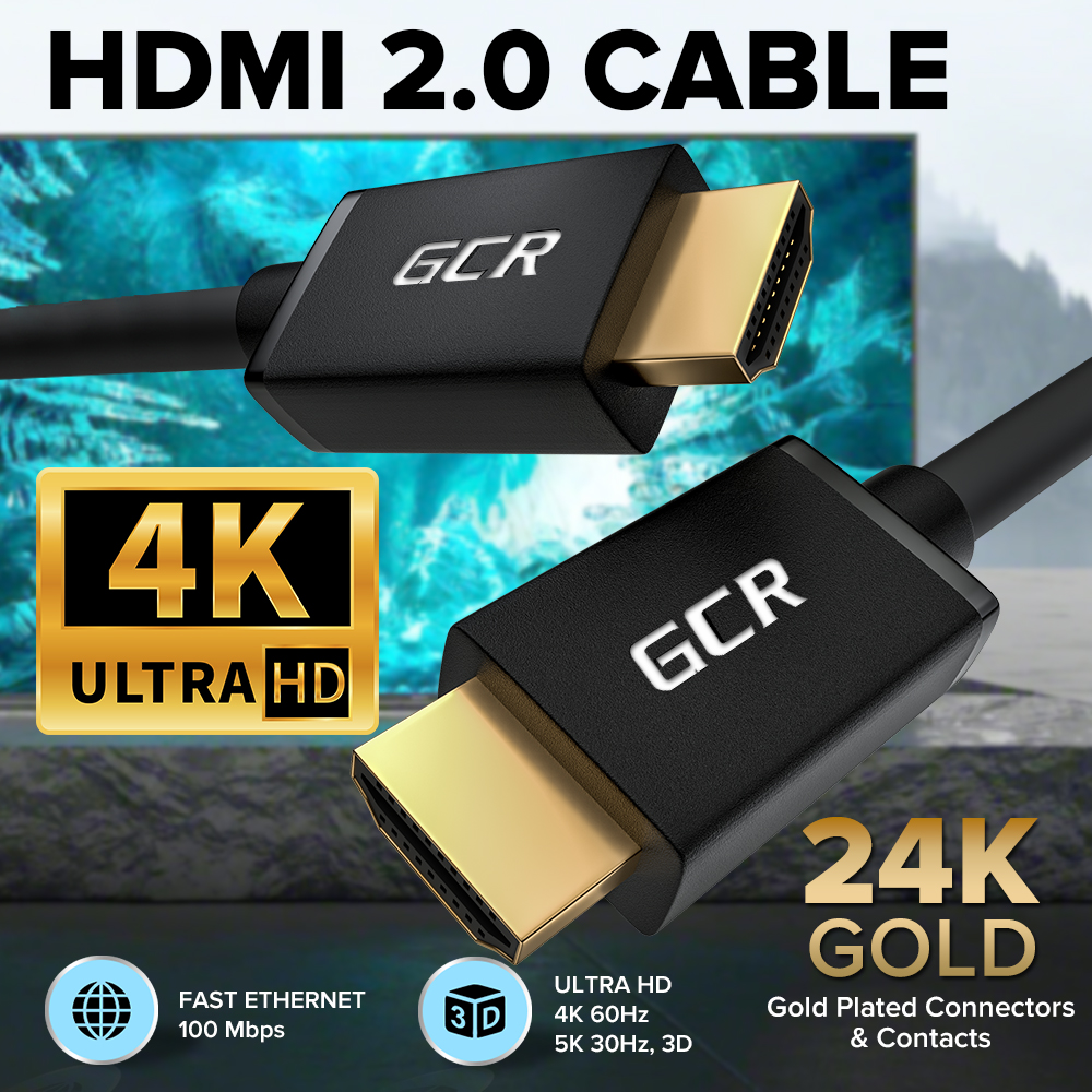 GCR Кабель HDMI 2.0 2Х экран фольга UHD 4K 60Hz 18 Гбит