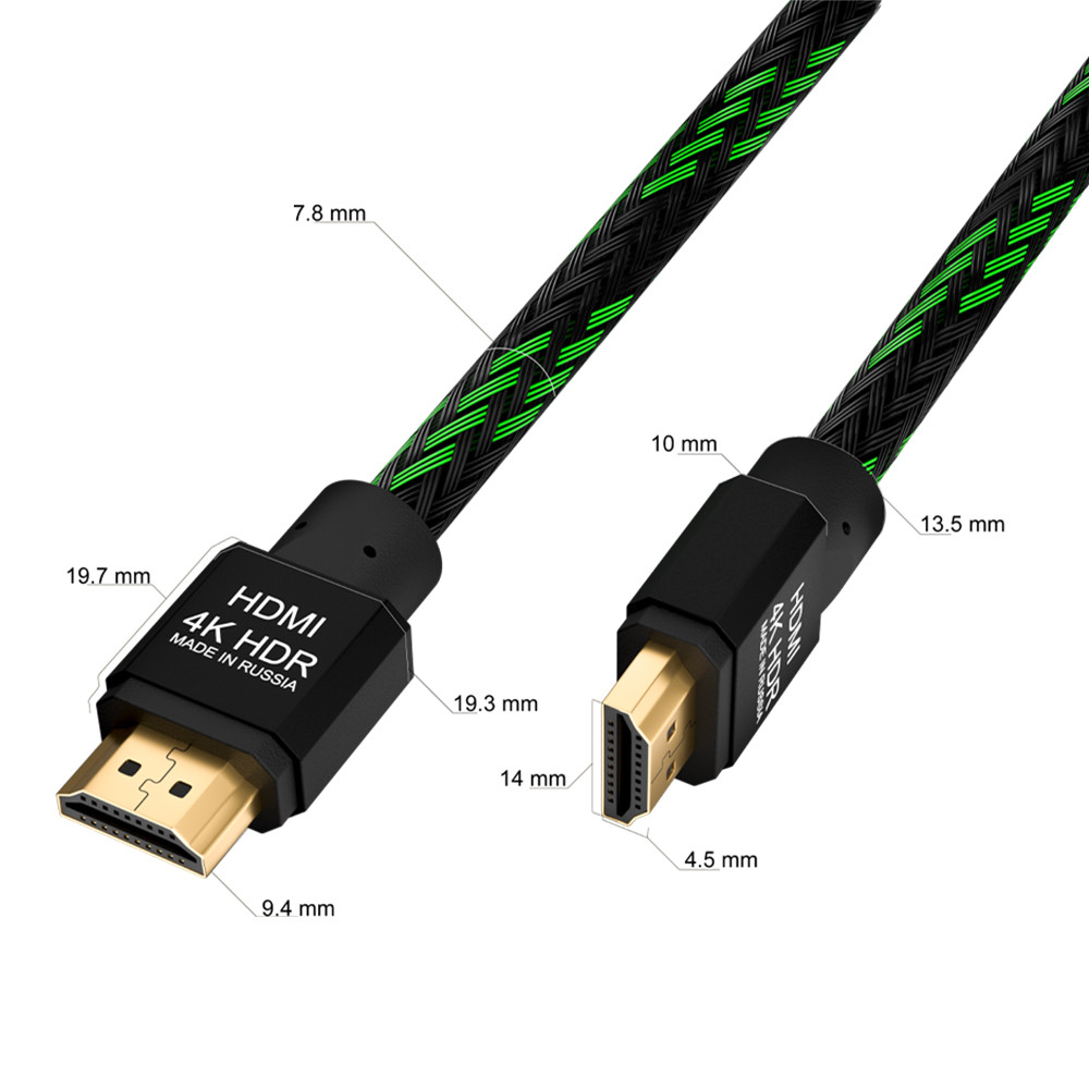 GCR PRO Кабель PROF HDMI 2.0 3Х экран UHD 4K 60Hz 18 Гбит в оплетке нейлон