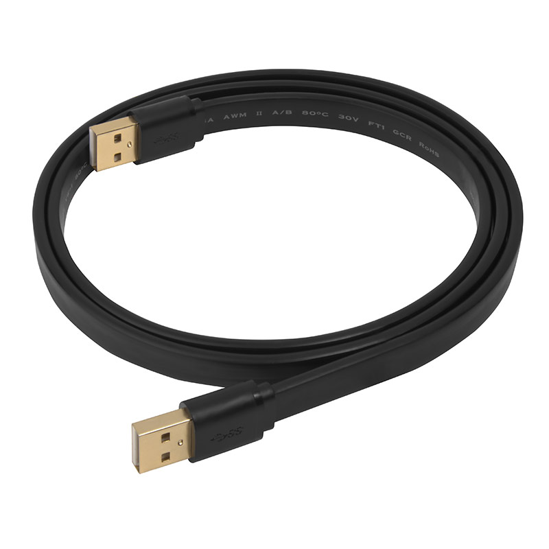 GCR PRO Кабель плоский USB 2.0 AM/AM GOLD экран
