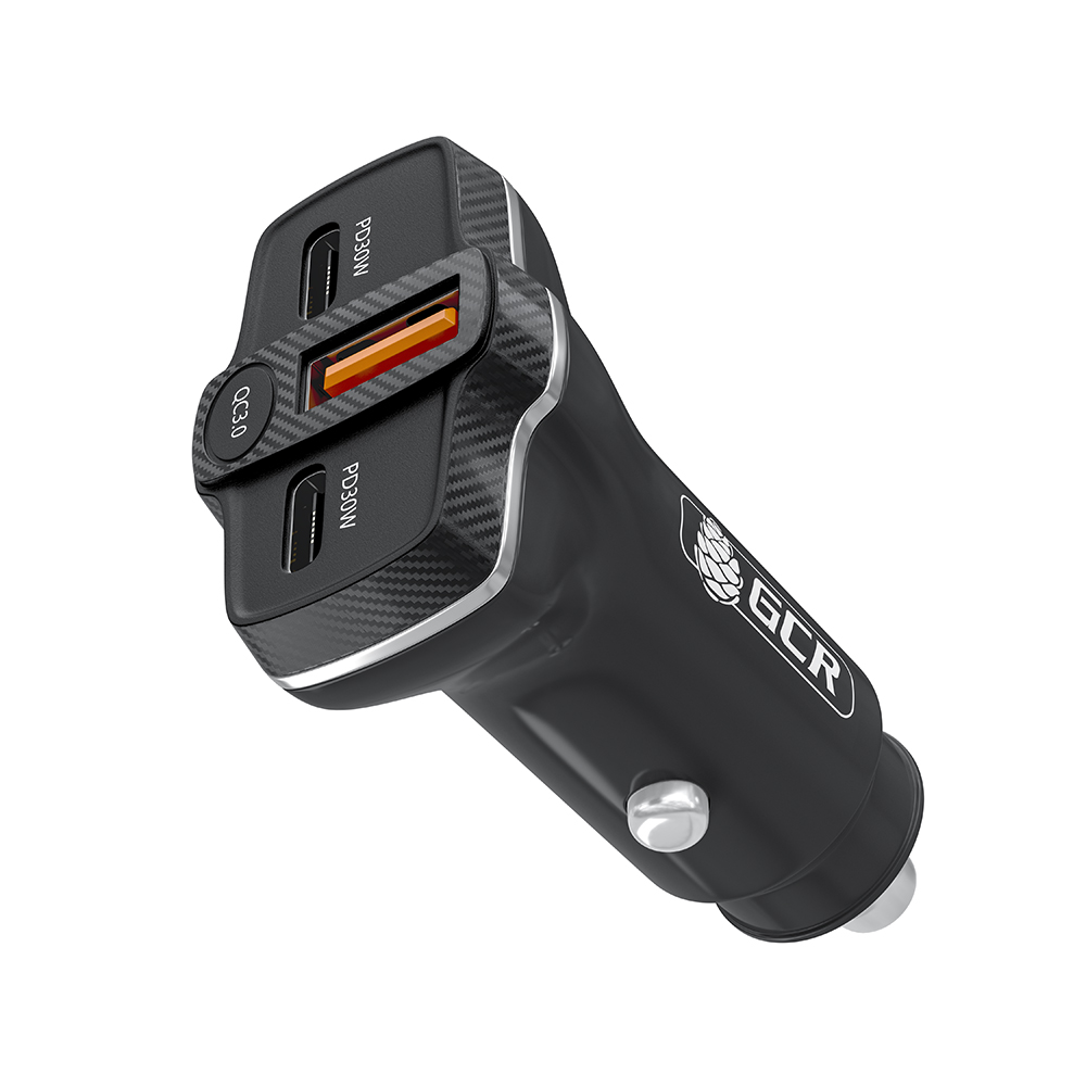 GCR PRO Автомобильное зарядное устройство 3в1 USB QC3.0 + 2*Type-C PD 30W