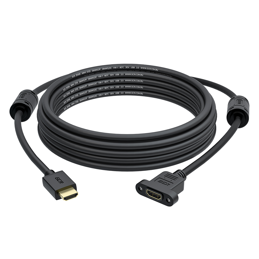 GCR PRO Удлинитель PROF HDMI 2.0 4K крепление под винт ферриты 3Х экран