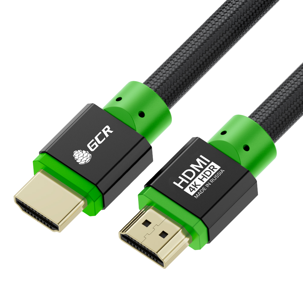 GCR PRO Кабель PROF HDMI 2.0 3Х экран UHD 4K 60Hz 18 Гбит нейлон