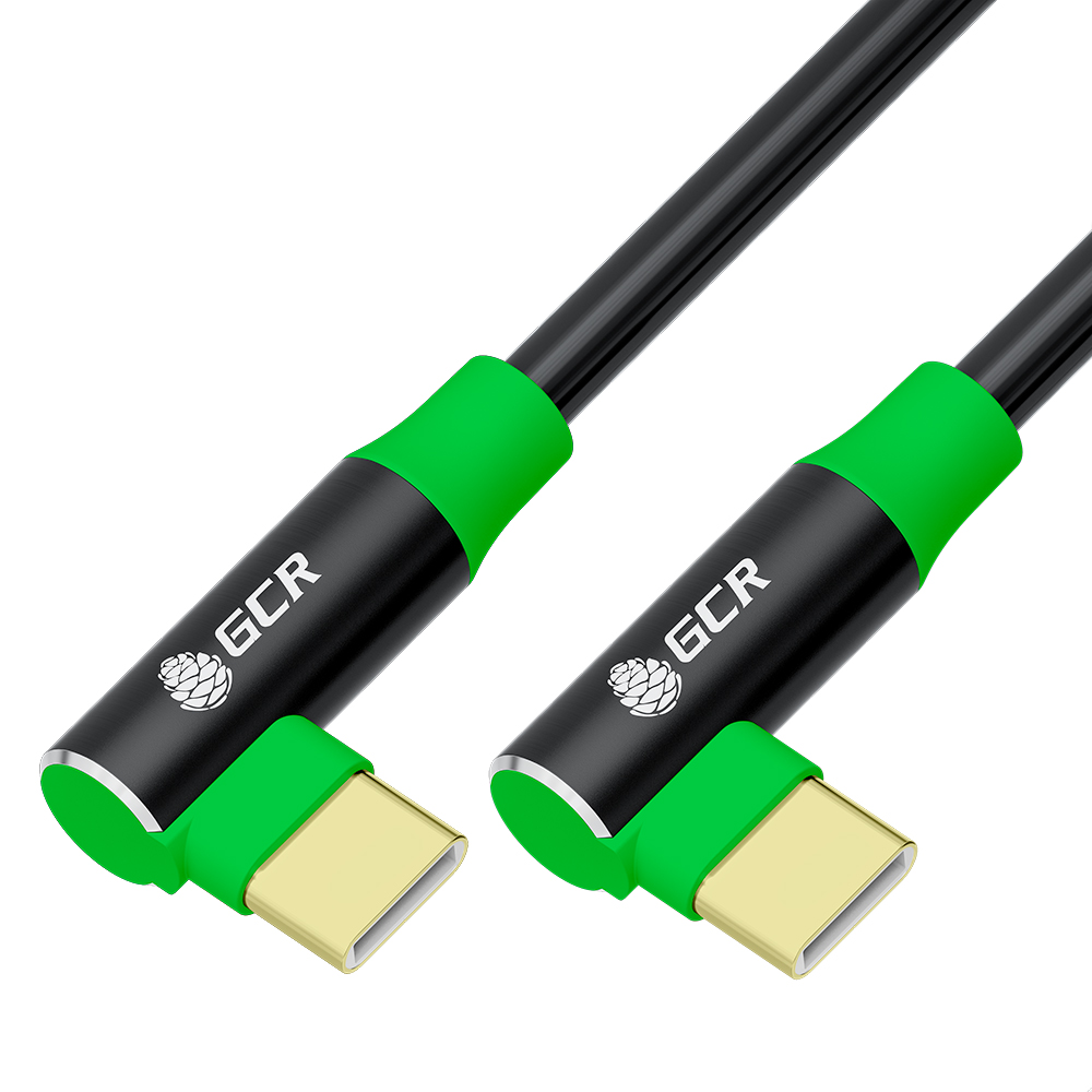 GCR PRO Кабель угловой Type-C/Type-C 60W PD быстрая зарядка силикон GOLD