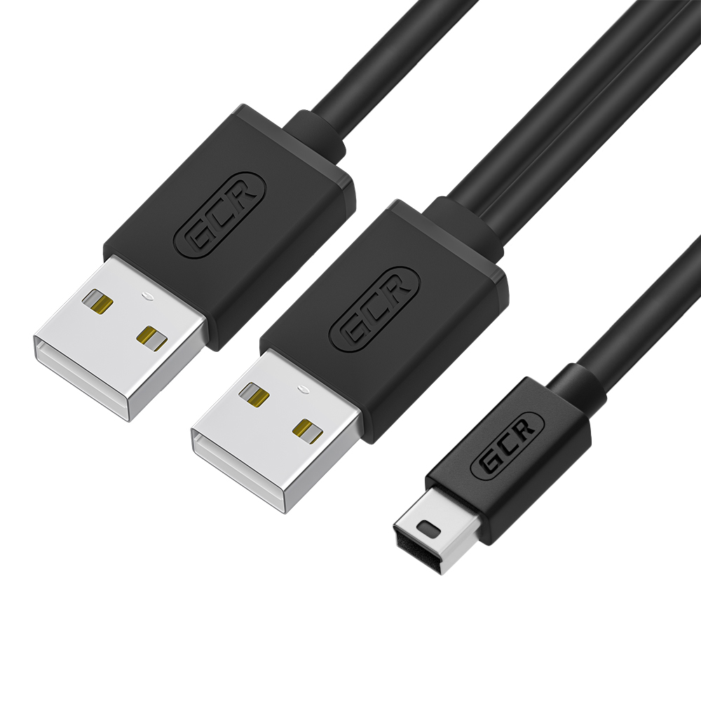 Кабель USB 2.0 2xAM / mini с дополнительным питанием для энергоемких устройств, экран