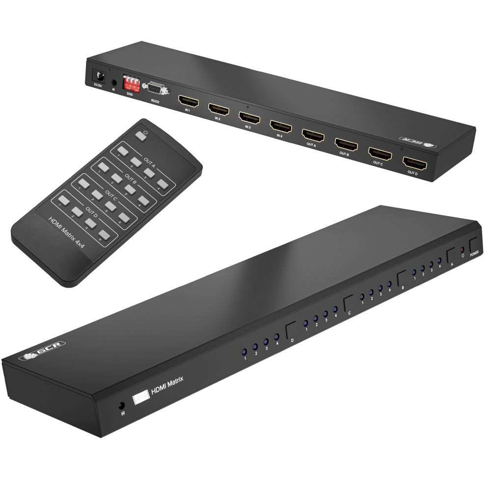 Матричный переключатель HDMI 4х4 4 устройства к 4 мониторам 4K30Hz HDCP 1.4 RS232 EDID