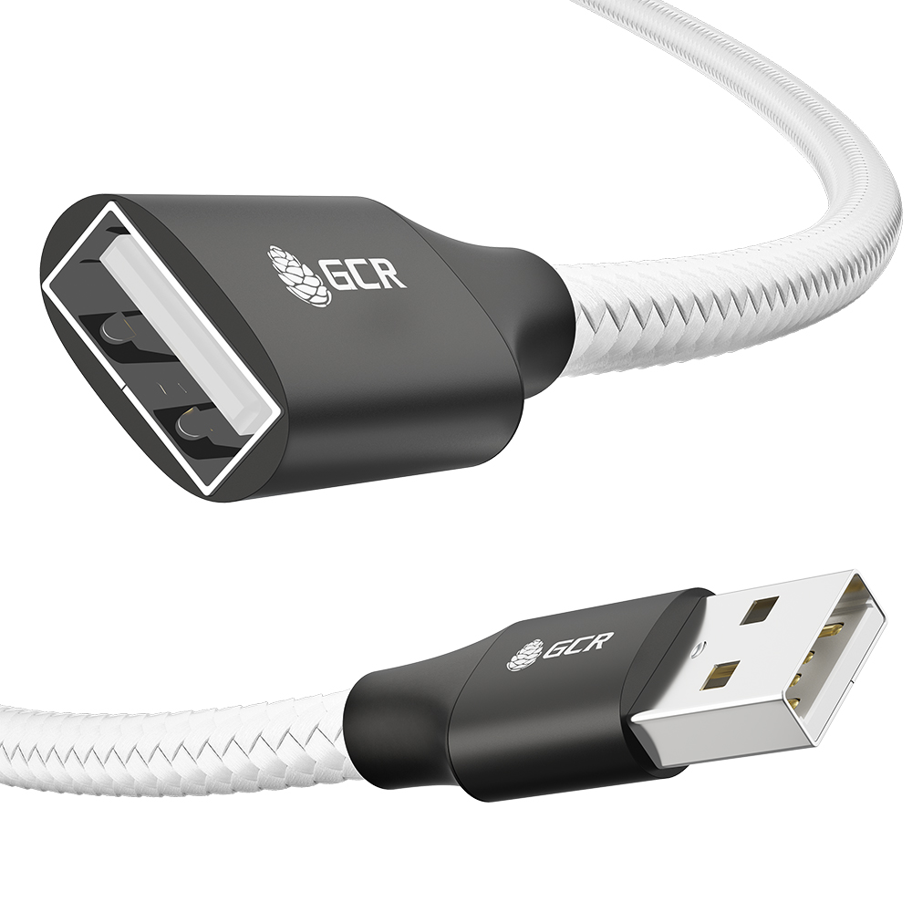 GCR PRO Удлинитель PROF USB 2.0 AM/AF в оплетке нейлон экран армирование AL корпус