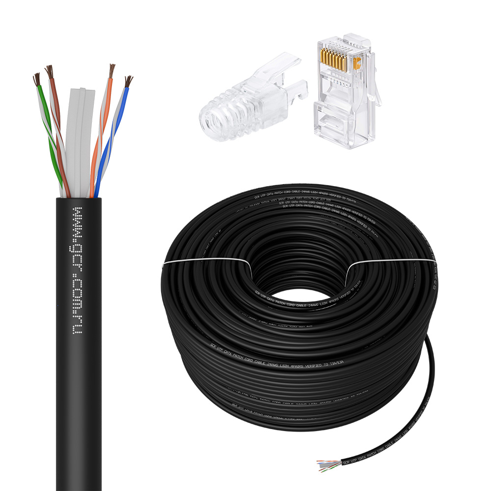 GCR PRO Кабель LAN DIY витая пара в бухте UTP кат.6А CCA LSZH + коннекторы RJ-45 8p8c