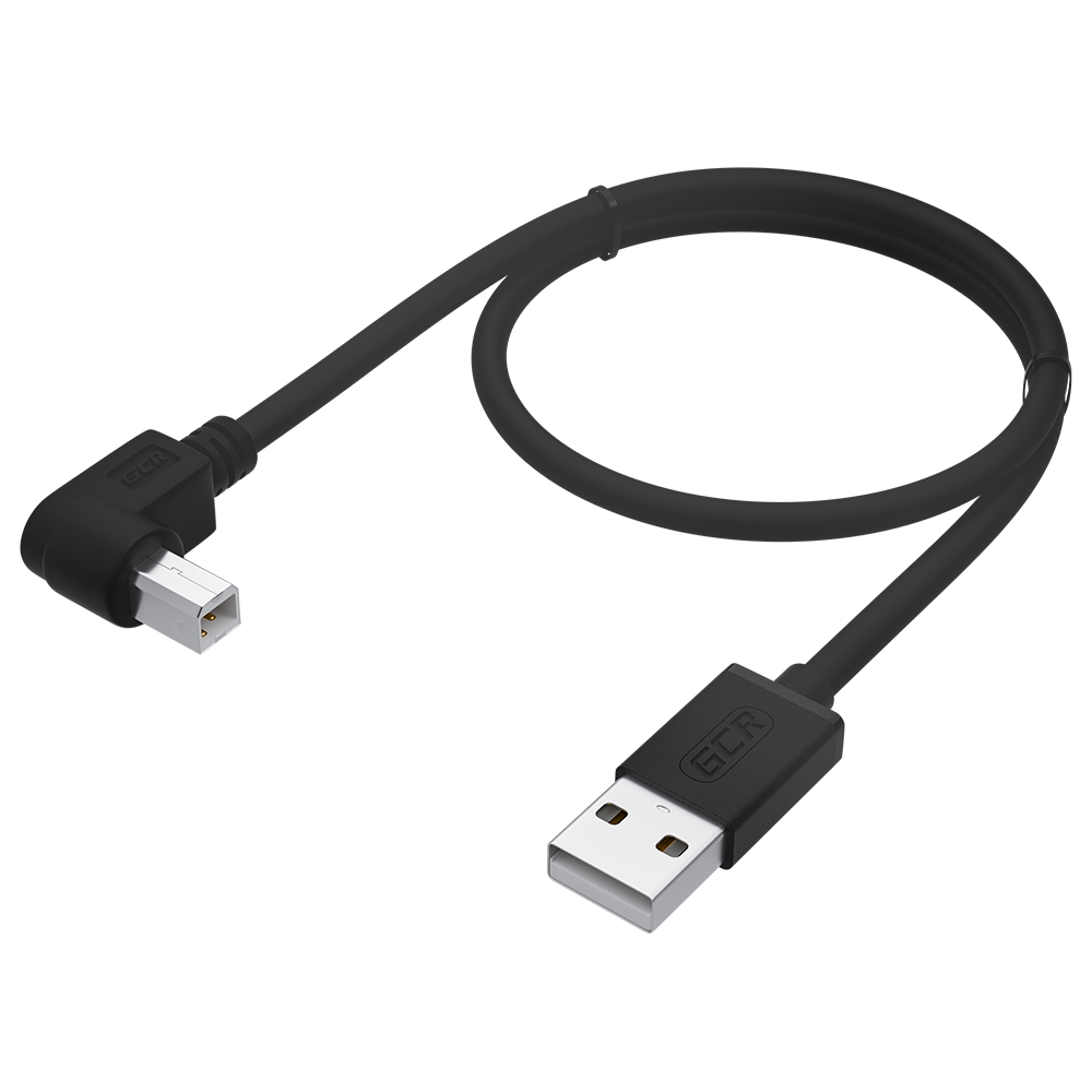 GCR PRO Кабель USB 2.0 AM/BM угловой правый, экран