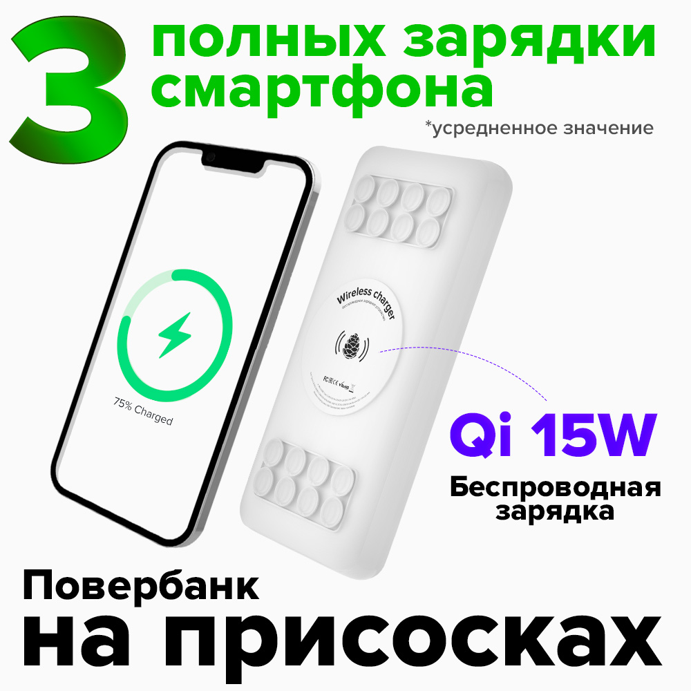 GCR PRO PowerBank 10000mAh/20000mAh беспроводная зарядка Qi