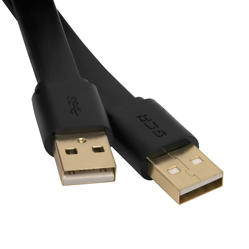 GCR PRO Кабель плоский USB 2.0 AM/AM GOLD экран