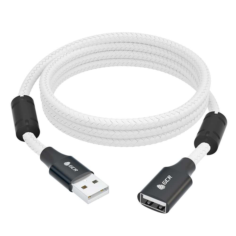 GCR PRO Удлинитель PROF USB 2.0 AM/AF в оплетке нейлон экран армирование AL корпус