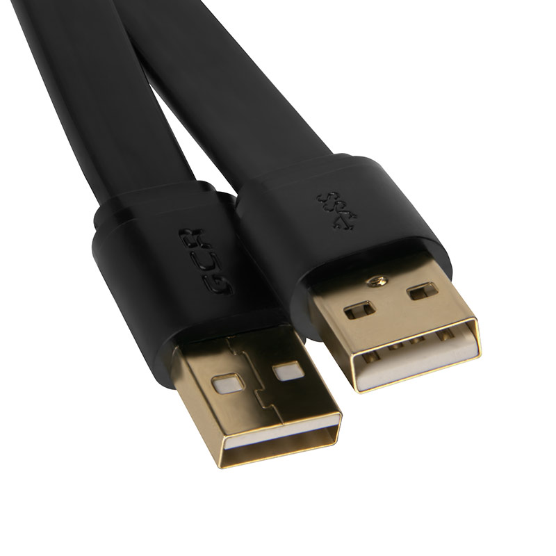 GCR PRO Кабель плоский USB 2.0 AM/AM GOLD экран
