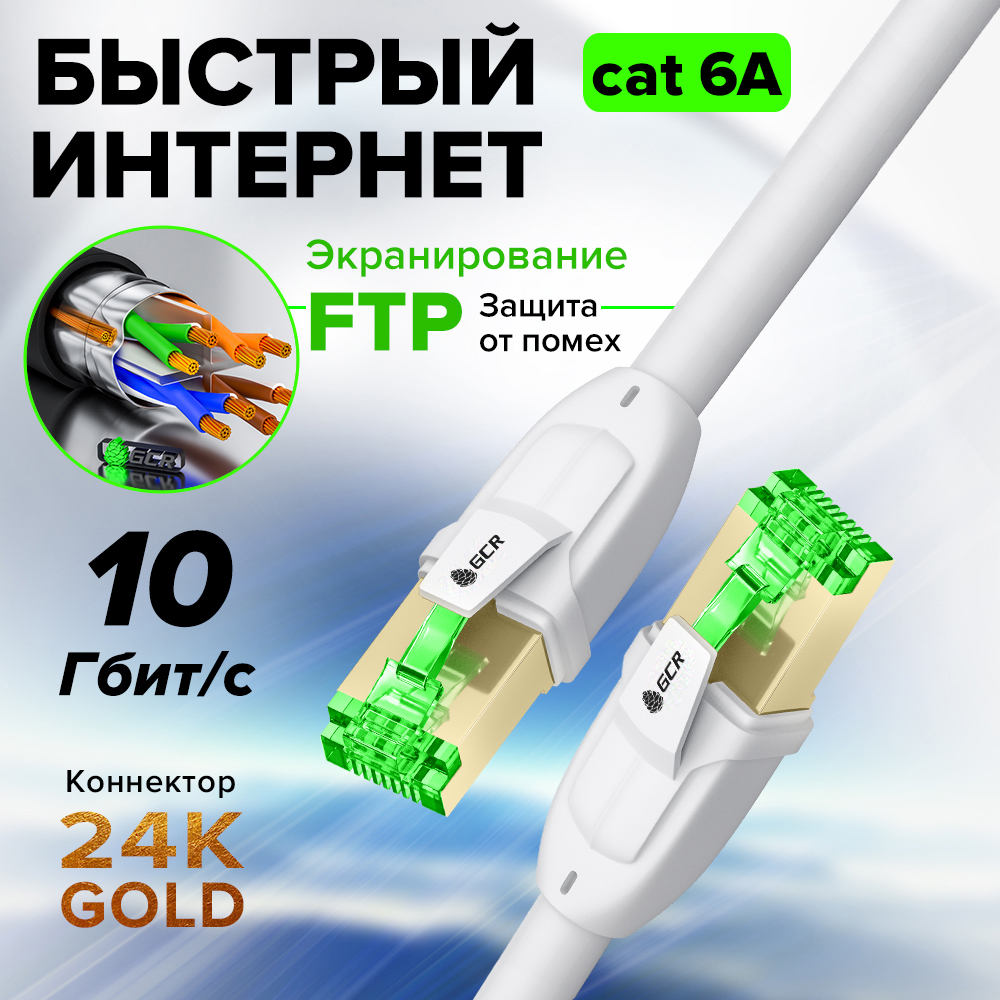 GCR PRO Патч-корд PROF кат.6А FTP медь RJ45 GOLD T568B