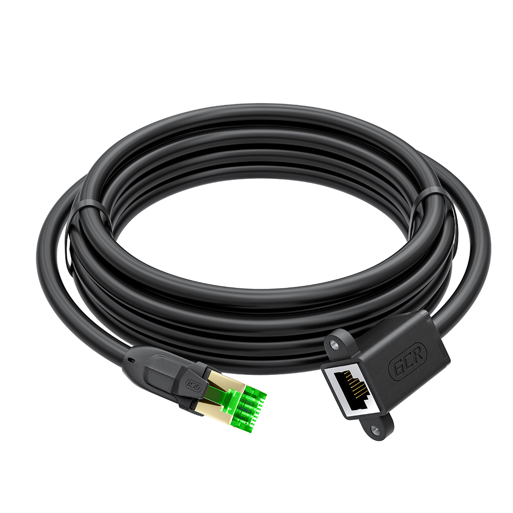 Удлинитель патч-корда FTP cat.6 10 Гбит/c RJ45M / RJ45F для подключения интернета c креплением под винт