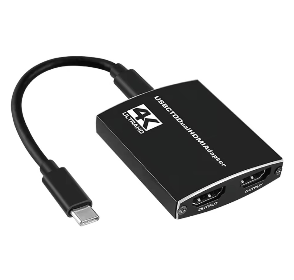 Адаптер переходник 4 в 1 USB Type-C на 2 HDMI 4K Type-C PD 3.5 аудио для MacBook
