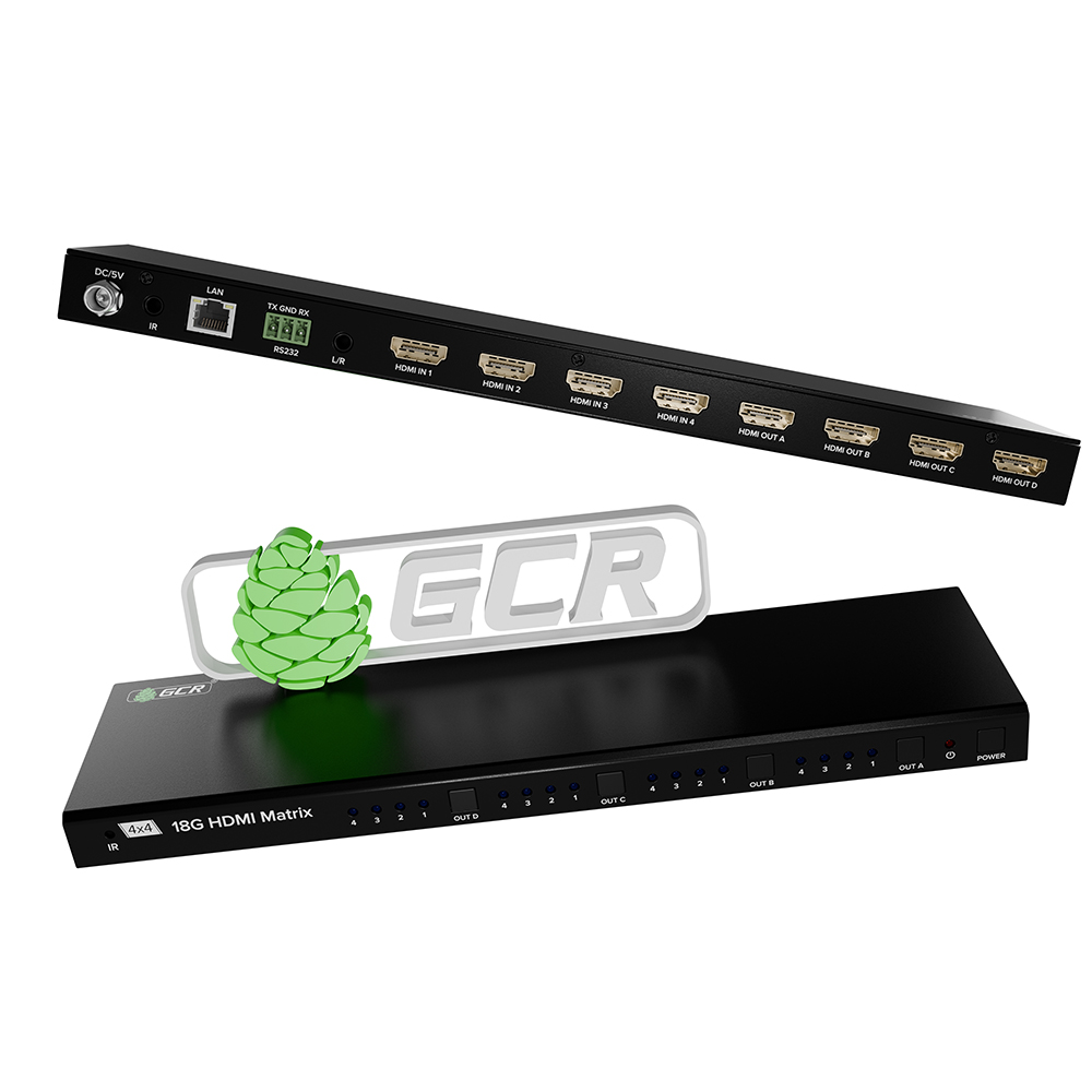 GCR PRO Матричный переключатель HDMI 2.0 4x4 4K60Hz 4 входа 4 выхода IP RS232 ИК-пульт HDR HDCP 2.2 Dolby Digital