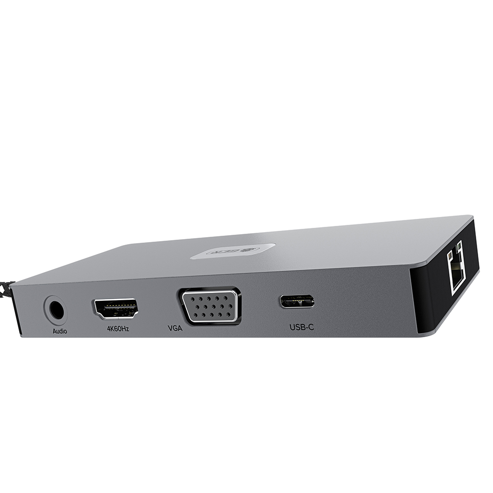 GCR PRO Док-станция 11в1 USB Type-C на 2*Type-C PD 100W + 3*USB3.0 + HDMI 4K60Hz + VGA + RJ45 1000Mbps + TF/SD + 3,5mm Audio