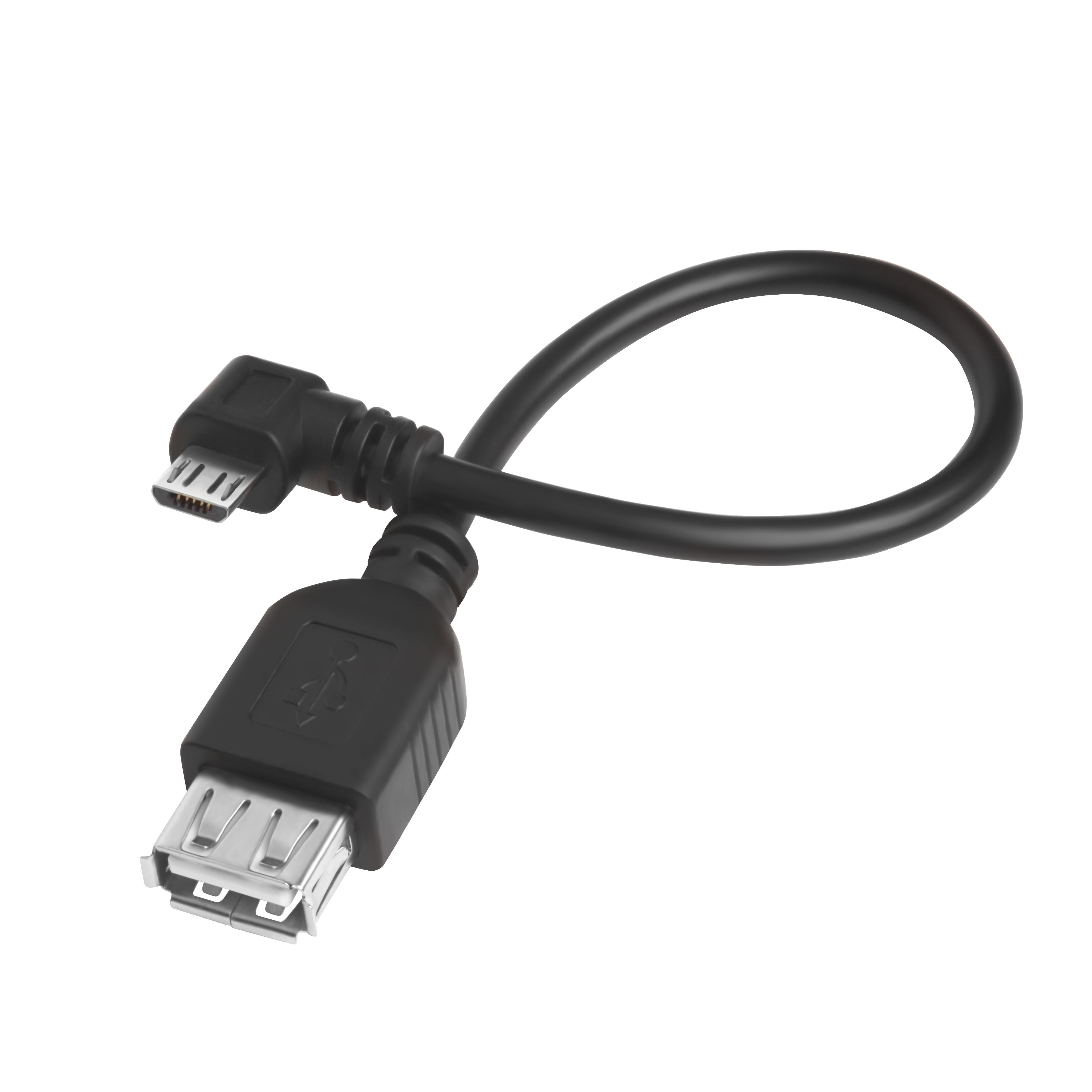GCR Надежный адаптер переходник OTG 2.0m USB 2.0, microB 5pin угловой коннектор, черный, двойное экранирование, морозостойкий