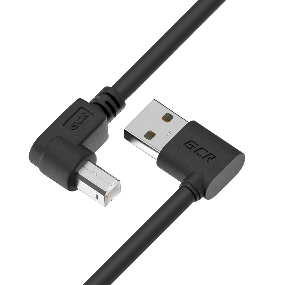 GCR PRO Кабель USB 2.0 AM левый угол / BM правый угол