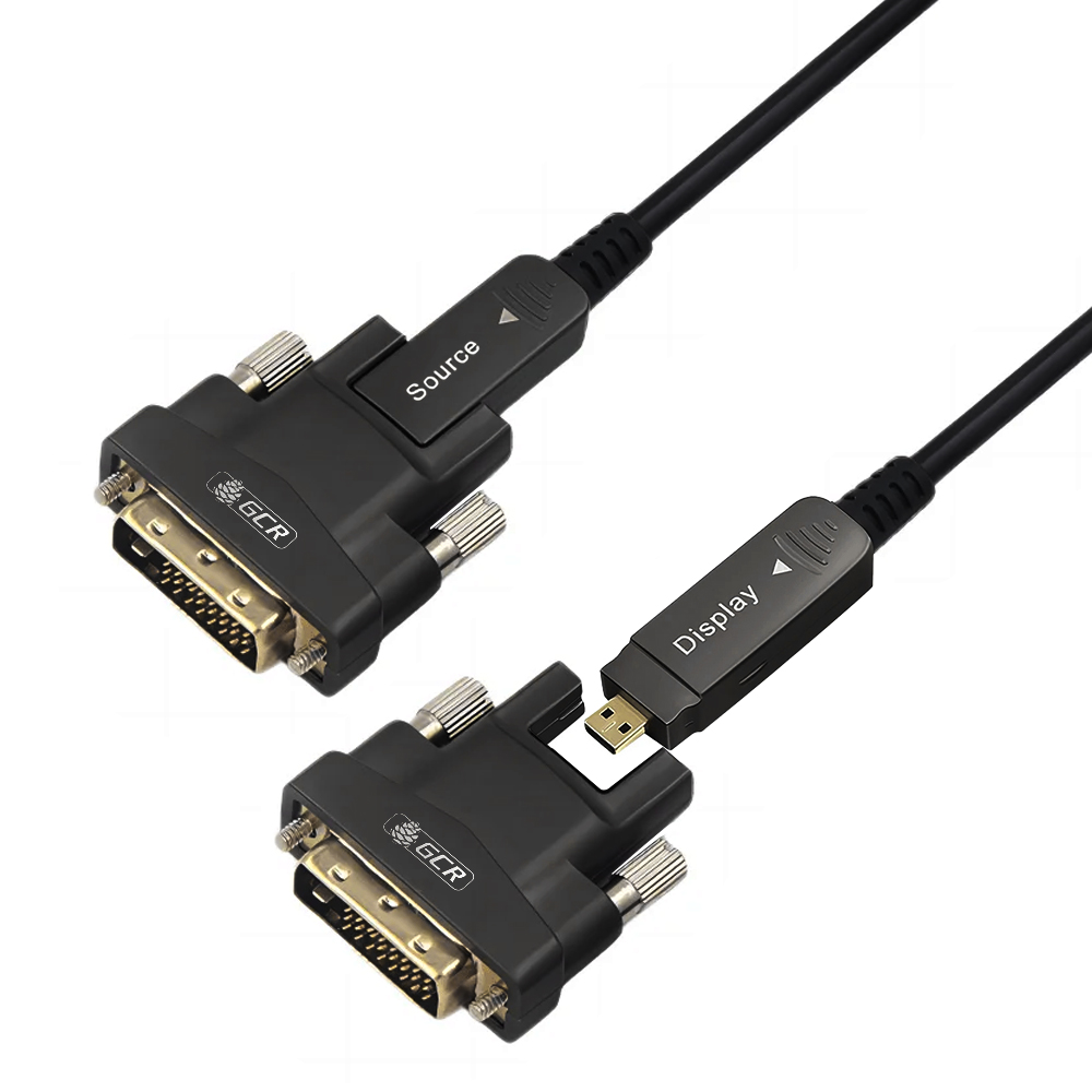GCR Кабель оптический DVI-D 1080p 60Гц 4K 30Гц съемный DVI + Micro HDMI EDID HDCP