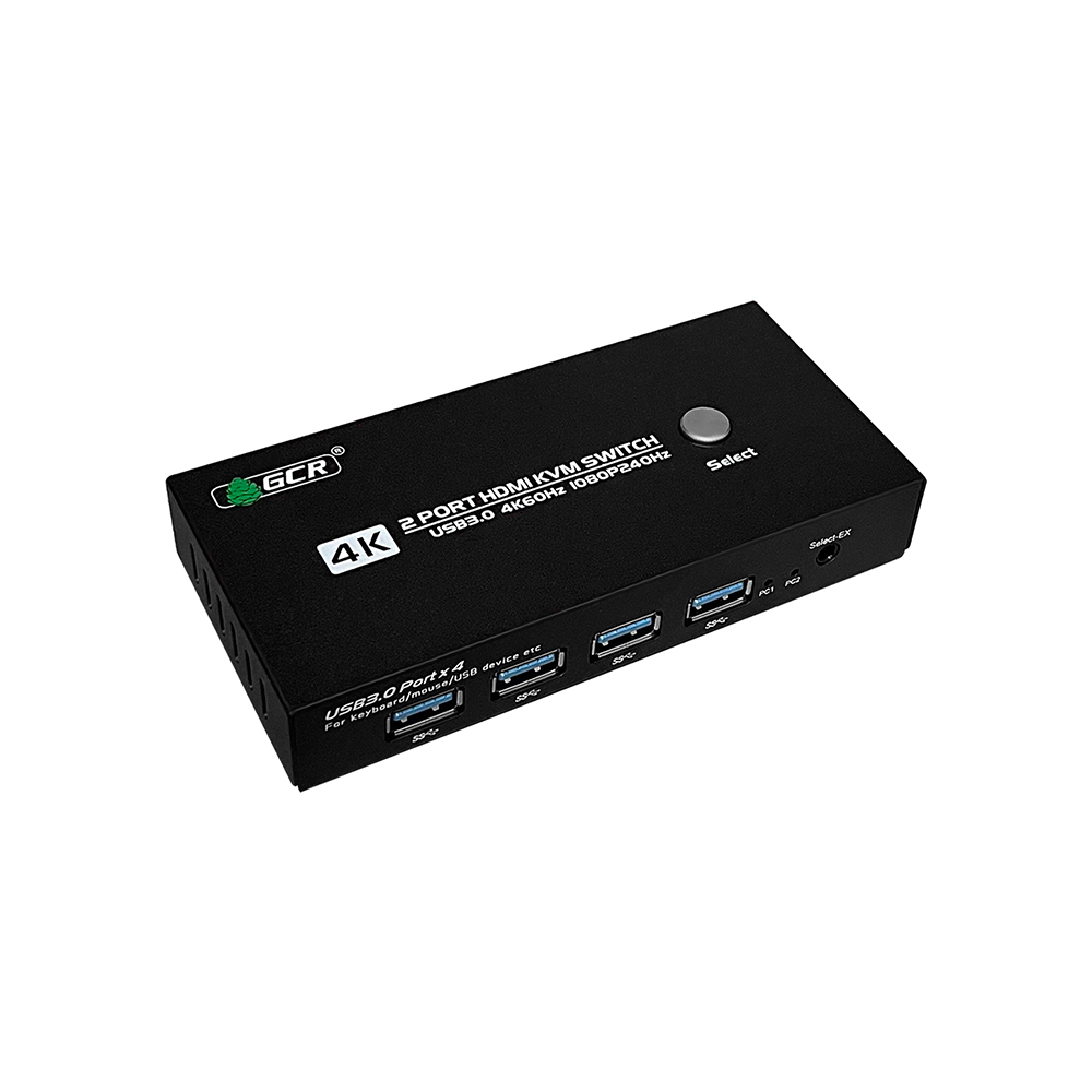 GCR Переключатель KVM HDMI 2.0 2 устройства к 1 монитору 4K60Hz USB 3.0