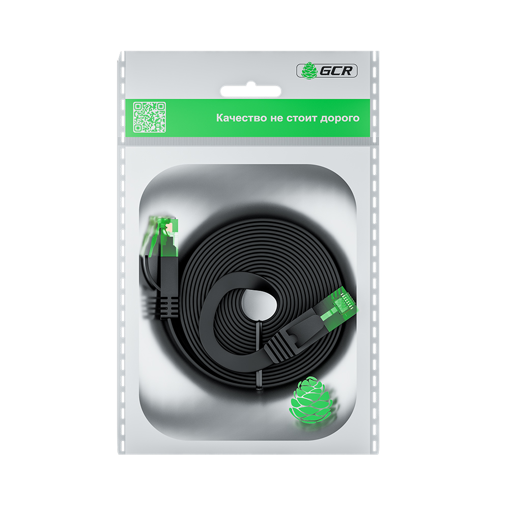 GCR PRO плоский UTP Патч-корд кат.6 LSZH PROF прямой медь литой RJ45 T568B