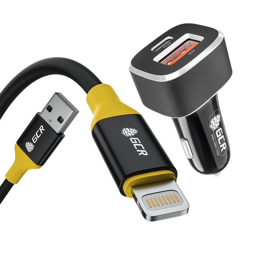 Комплект АЗУ на 2 USB порта TypeA и TypeC для быстрой зарядки + кабель Lightning MFI 2.4A для iPad iPhone 12 11 X 8 7 6 5