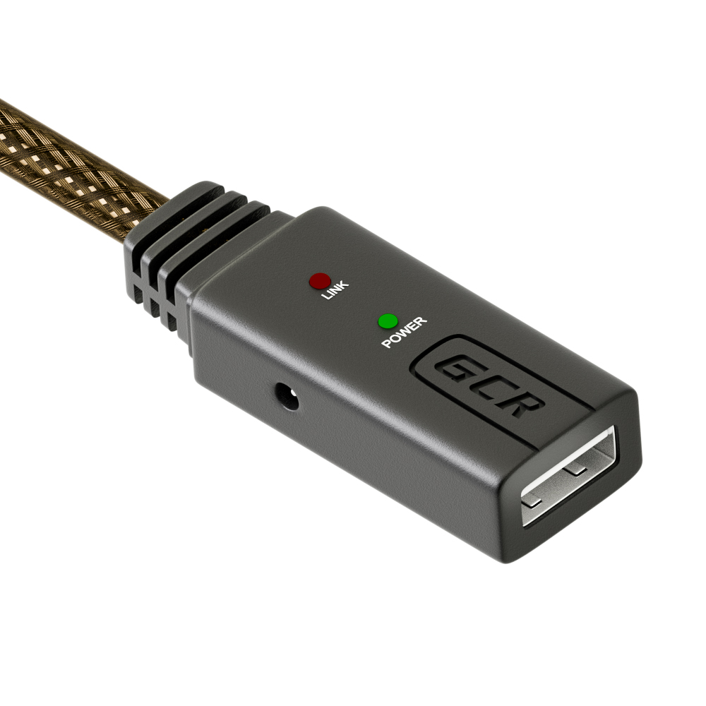 Кабель удлинитель USB 2.0 AM / AF активный с усилителем сигнала и разъемом для доп. питания
