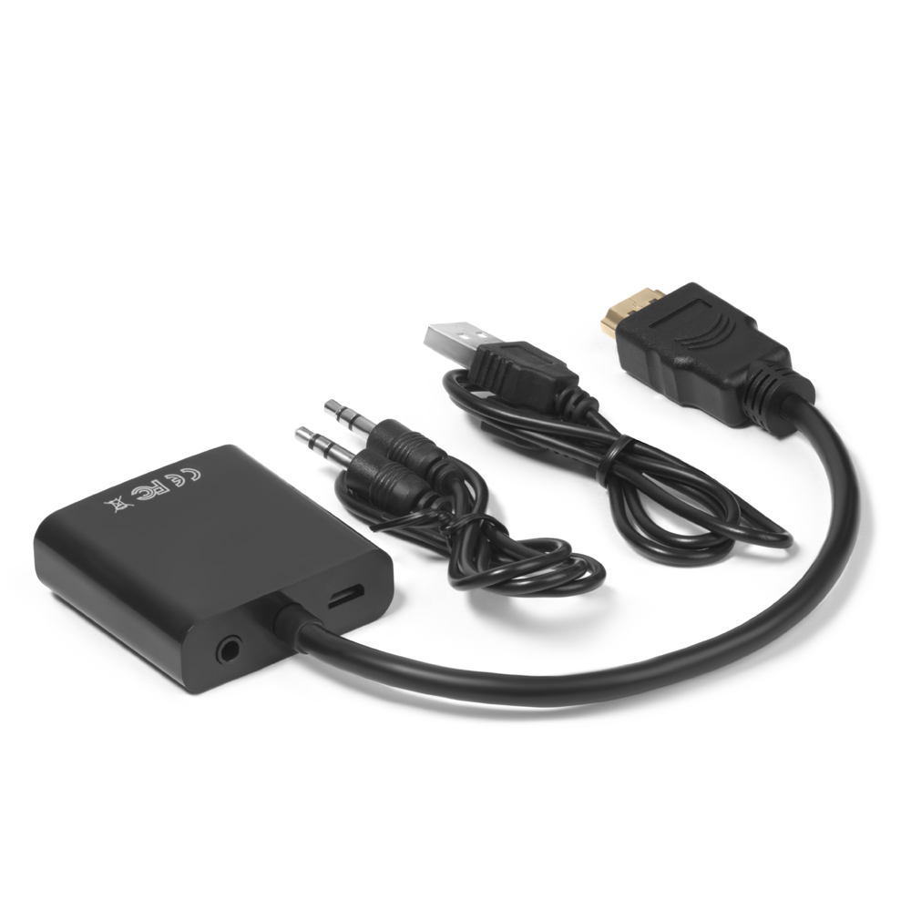 Конвертер переходник HDMI v1.4 к VGA + audio + micro USB для доп.питания для компьютера ноутбука монитора