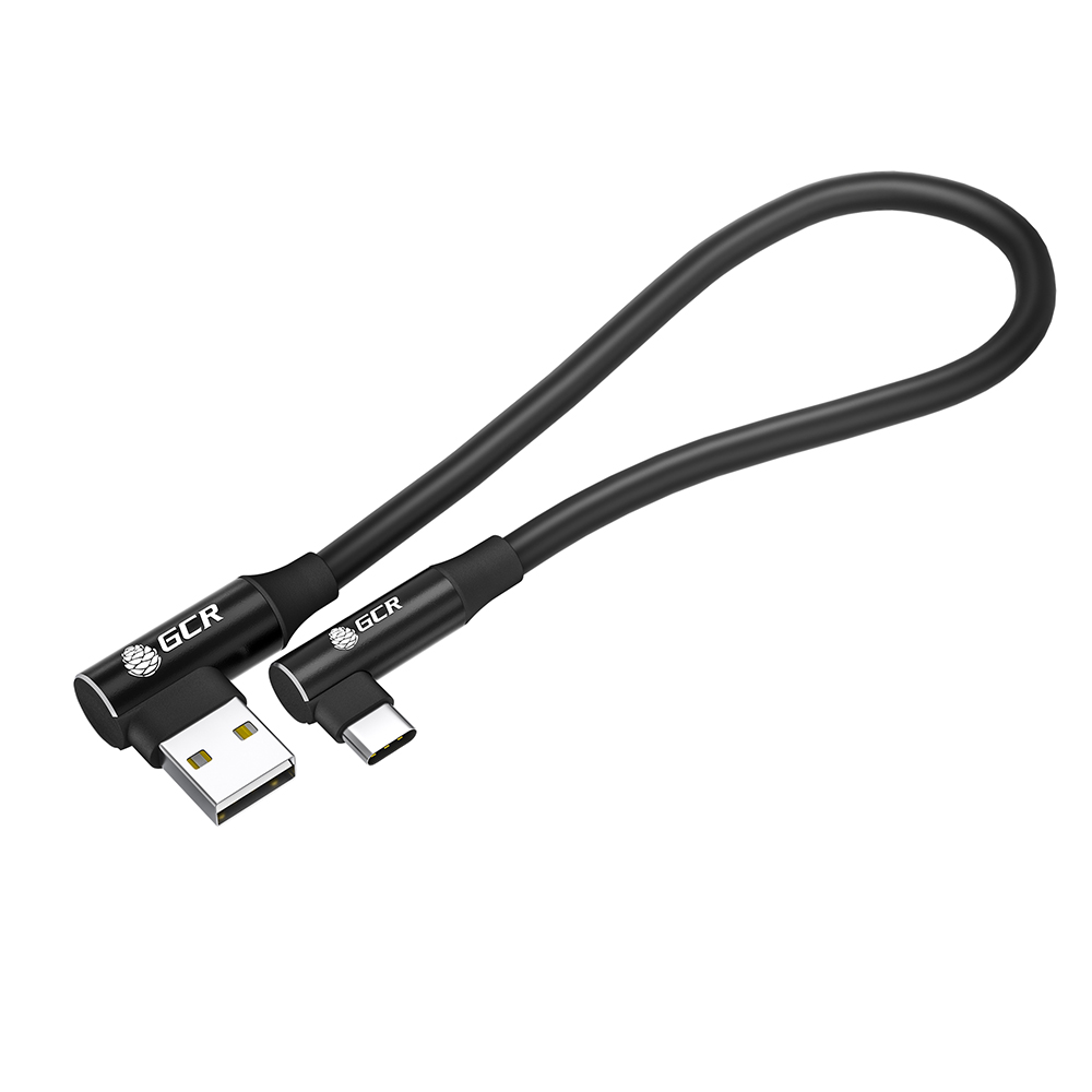 Короткий угловой кабель TypeC двухсторонний USB быстрая зарядка QC 3.0 5A для зарядки от Power Bank