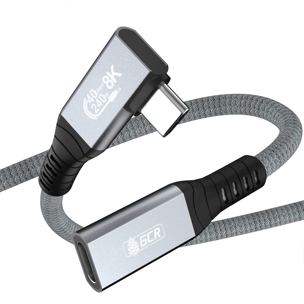 GCR PRO Удлинитель угловой USB4 Type-C 240W PD 40 Гбит/с 8K60Hz разъем боковой