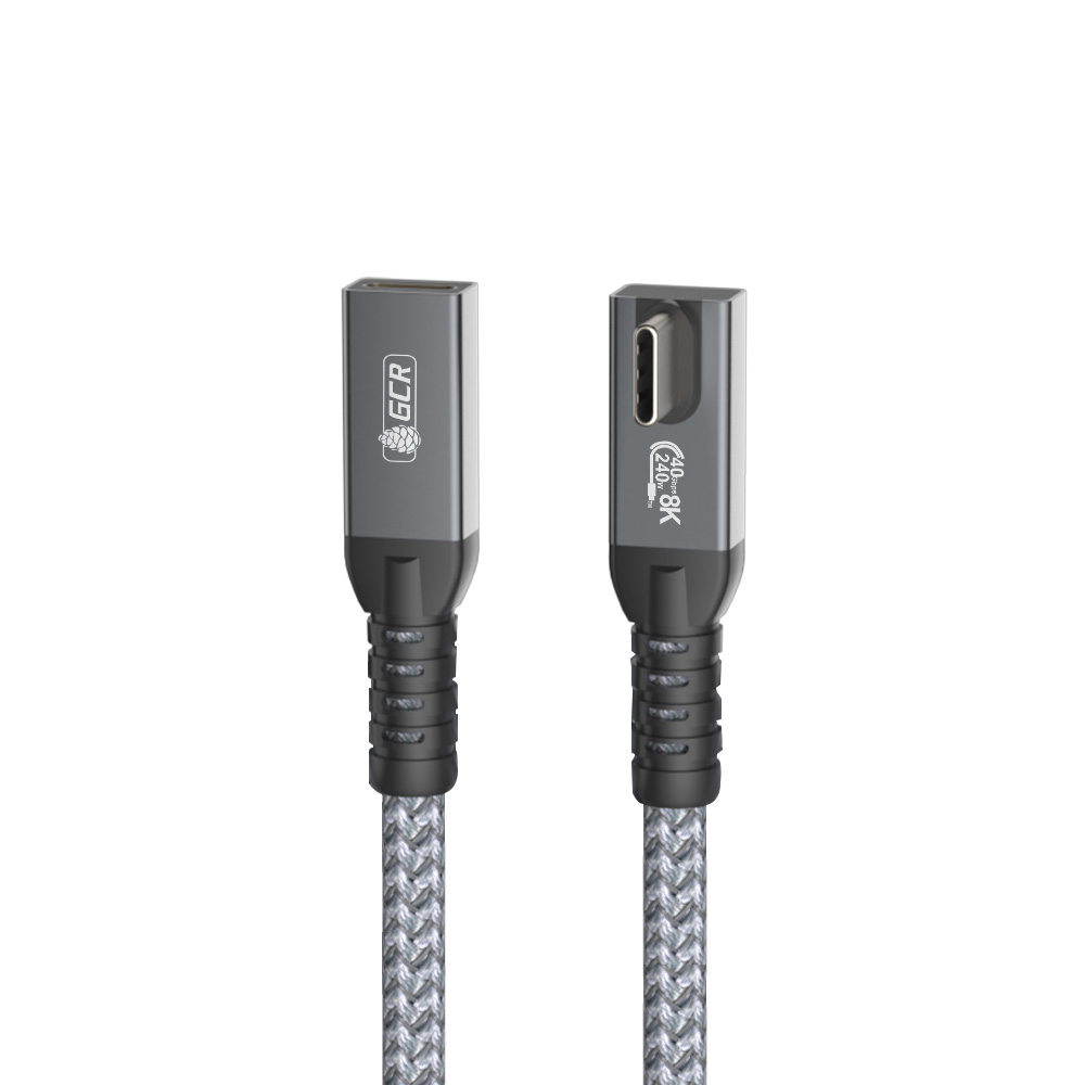 GCR PRO Удлинитель угловой USB4 Type-C 240W PD 40 Гбит/с 8K60Hz разъем боковой