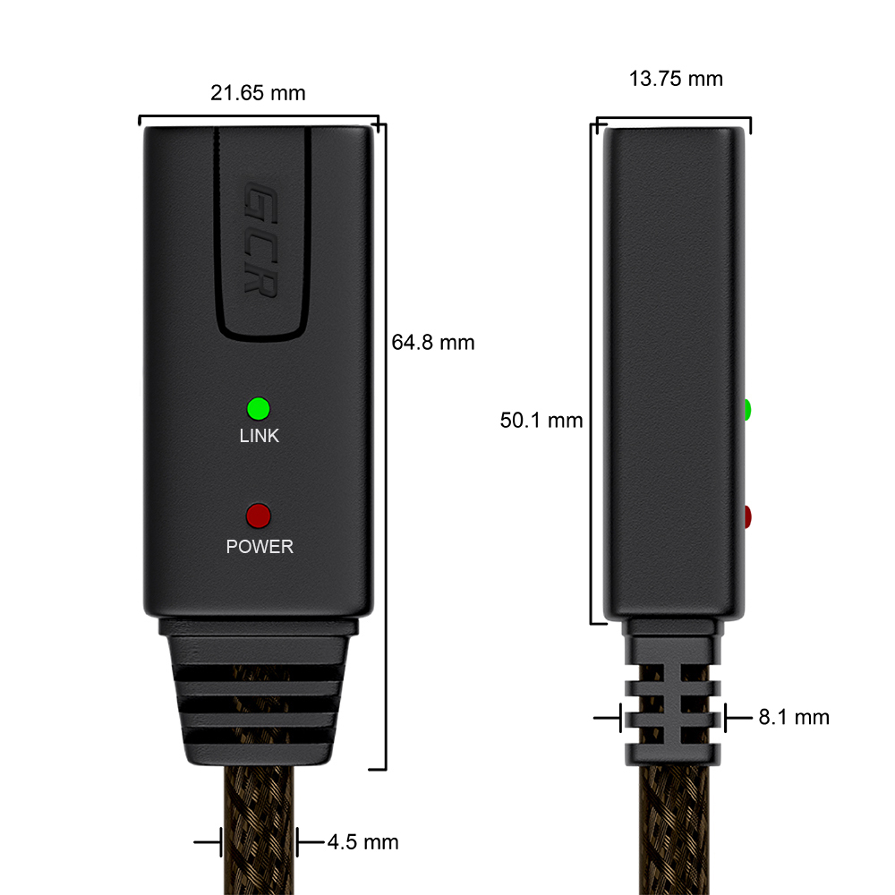 Кабель удлинитель USB 2.0 AM / AF активный с усилителем сигнала и разъемом для доп. питания