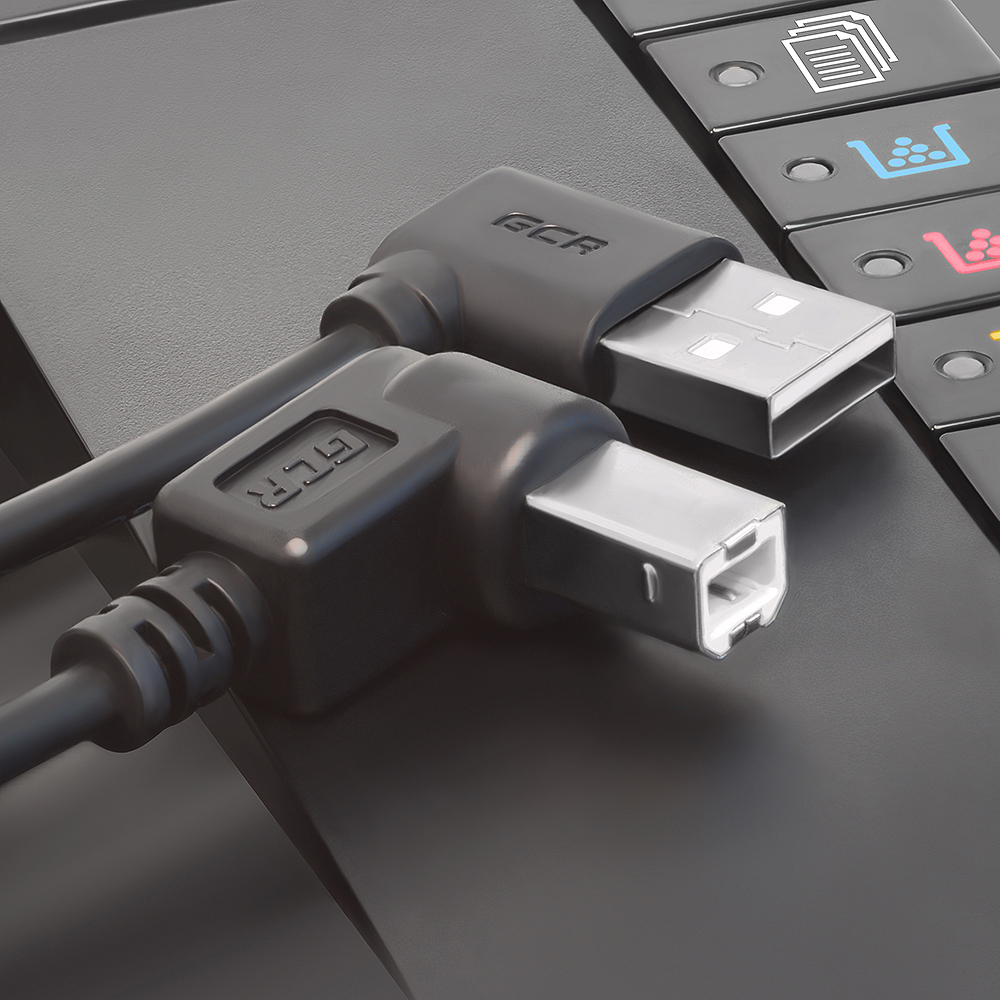 Кабель USB 2.0 AM левый угол / BM правый угол для подключения принтера