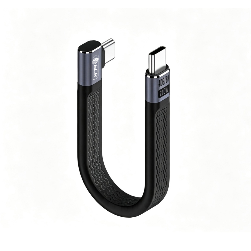GCR PRO Кабель USB4 Type-C плоский угловой 40Gbps 240W 8K60Hz
