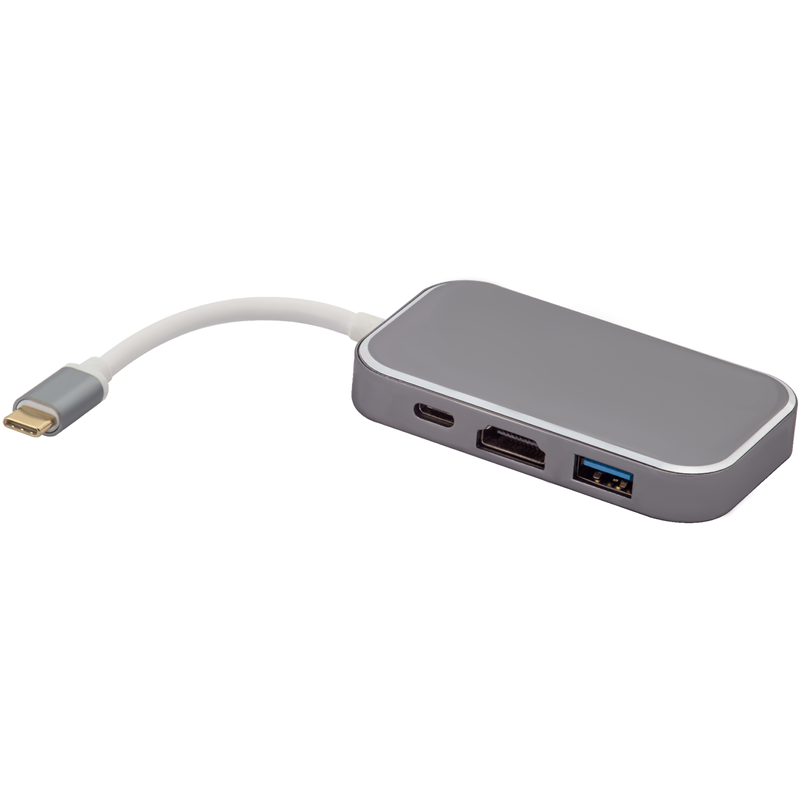 Док-станция хаб 5 в 1 TypeC на HDMI + TypeC PD + USB3.0 разветвитель х 3