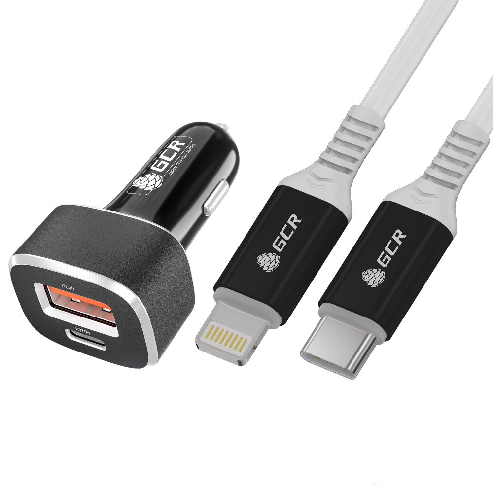 Комплект АЗУ на 2 USB порта TypeA и TypeC для быстрой зарядки + кабель TypeC Lightning PD 18W 5A MFI для iPhone 12 11 X 8