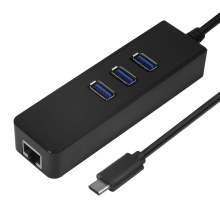 Разветвитель USB Hub Type C - 3хUSB + Rj45 с технологией OTG для MacBook