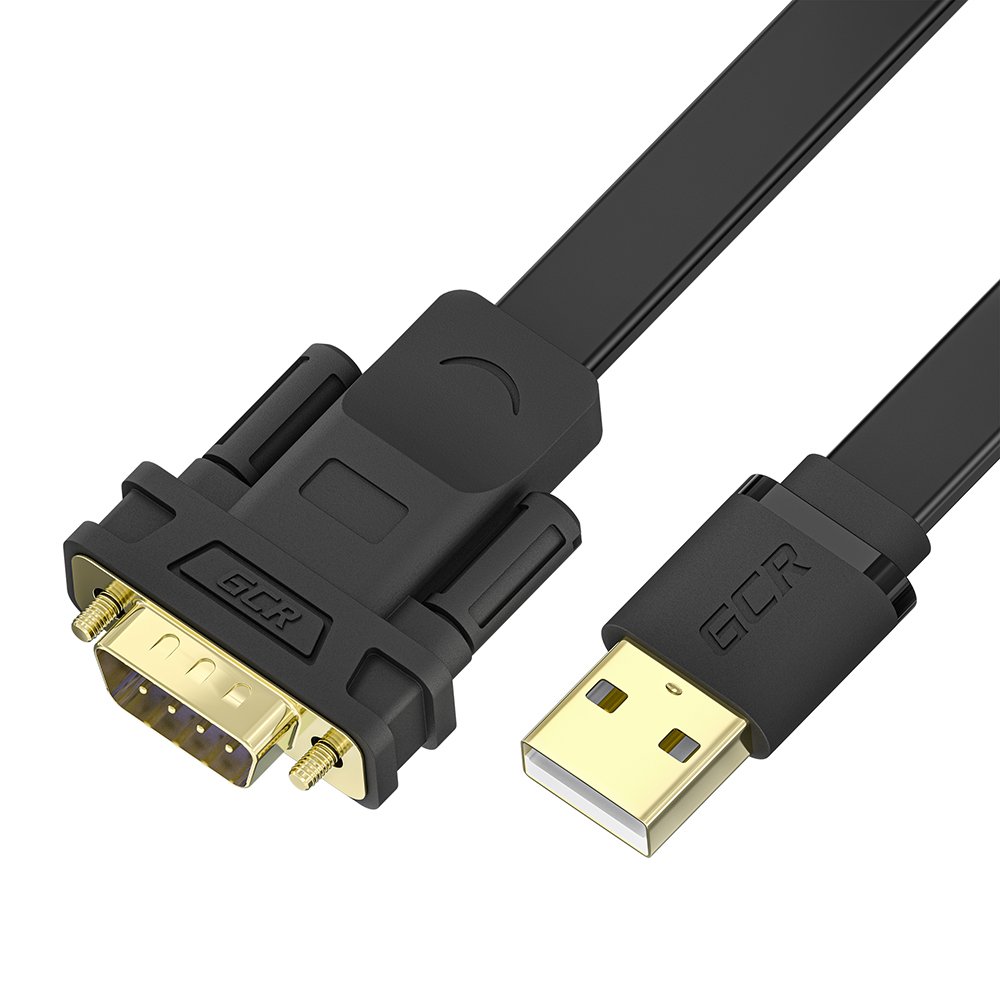 Конвертер-переходник кабель USB 2.0 / COM RS232 для компьютеров, принтеров, касс, ресиверов AM/9M  GCR-UOC5M-BCG-1.5m черный