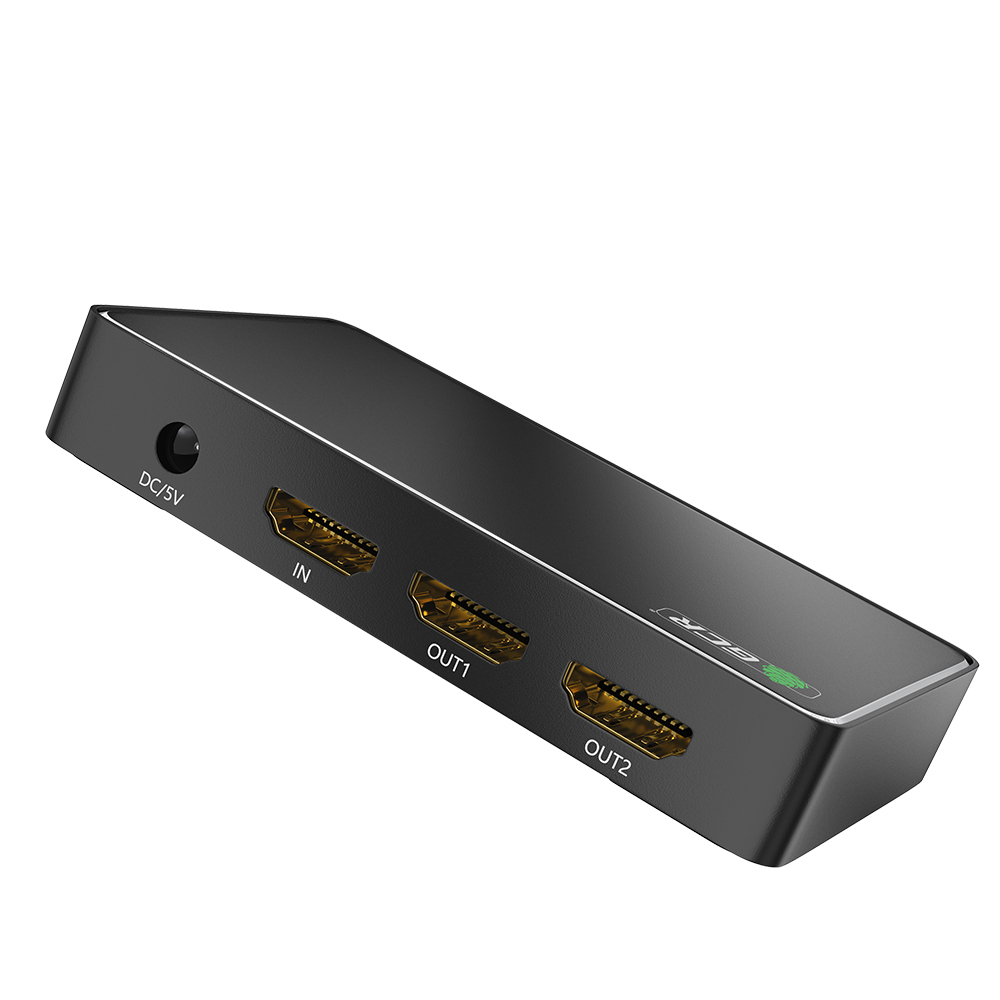 Разветвитель 1 вход - устройство на 2 выхода - дисплей, монитор, TV, проектор, для дублирования изображения HDMI 1.4, сплиттер с усилителем сигнала по кабелю HDMI 4K, Dolby TrueHD