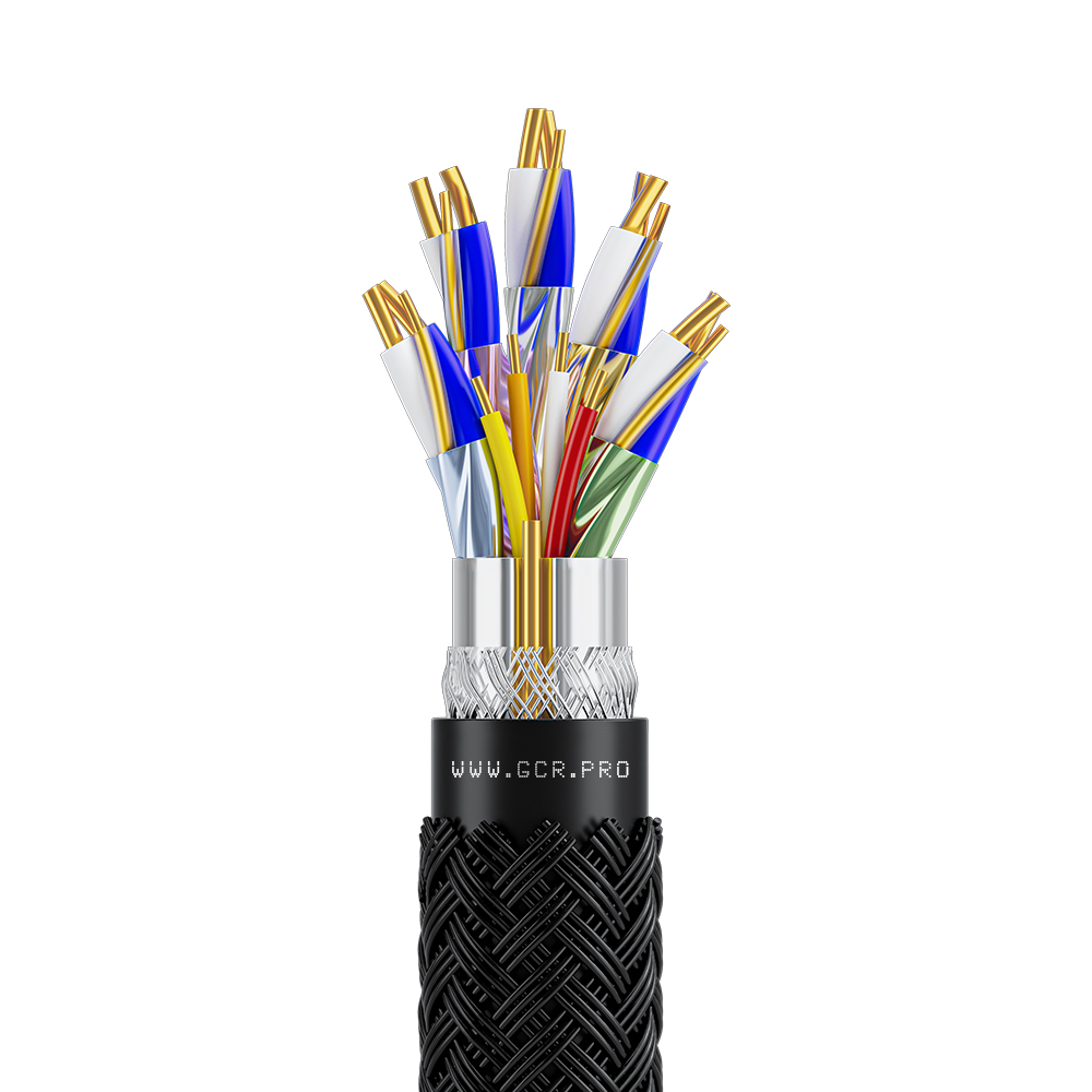 GCR Кабель HDMI в бухте video data 28AWG CU 3Х экран с армированием в оплетке нейлон