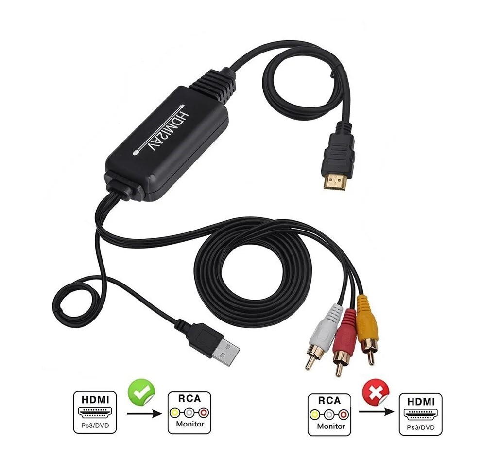 Кабель переходник  конвертер с HDMI на AV 3 х RCA