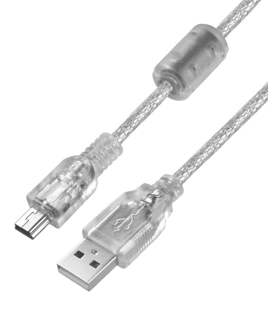 Кабель USB 2.0 AM / Mini USB прозрачный ферритовый фильтр для зарядки и подключения регистратора навигатора фотоаппарата