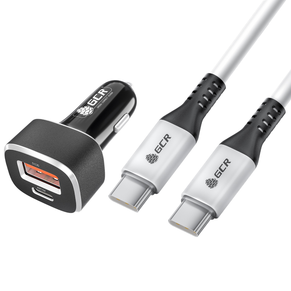 Комплект АЗУ на 2 USB порта TypeA и TypeC для быстрой зарядки + кабель Type C-C PD 18W 5A