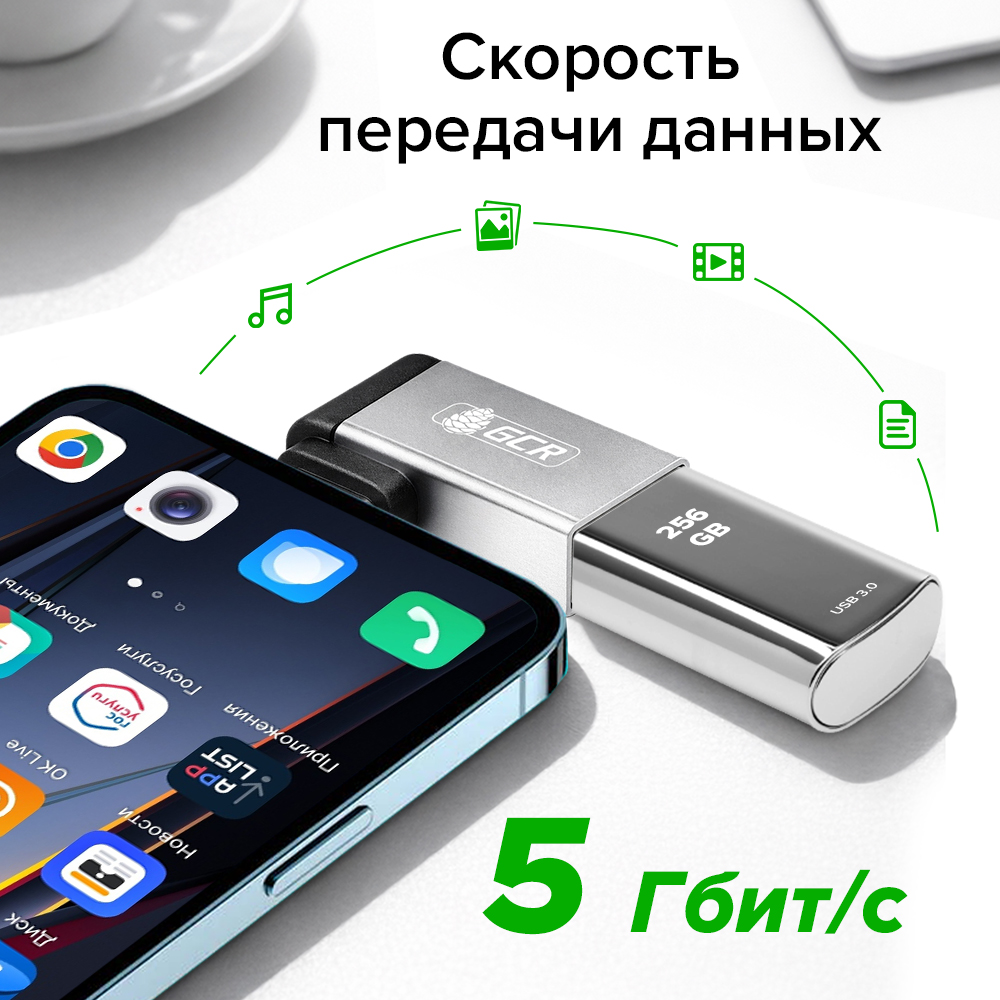 GCR Адаптер-переходник USB Type C угловой на USB 3.0 (USB 3.2 Gen 1) CM/AF Г-образный OTG