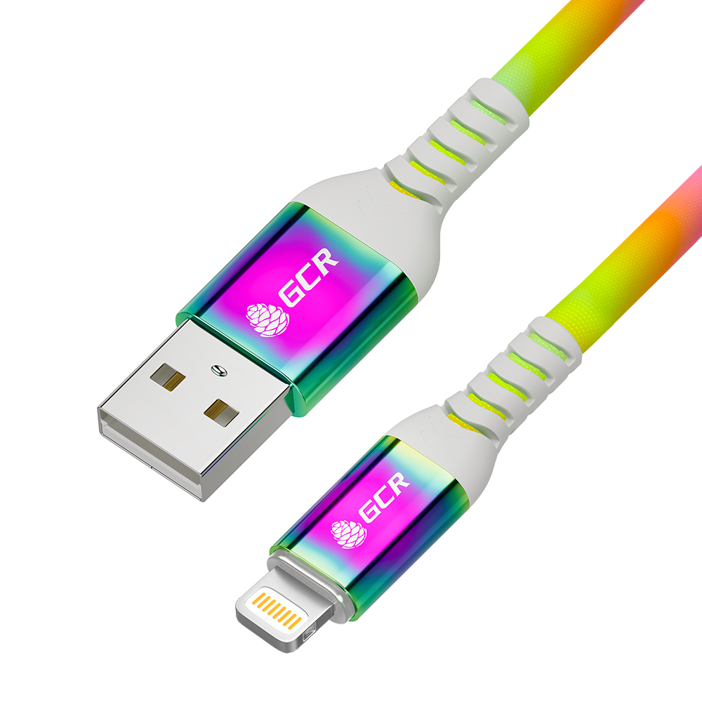 GCR PRO Кабель AM/Lightning для iPhone Max 2.4A текстиль GRADIENT