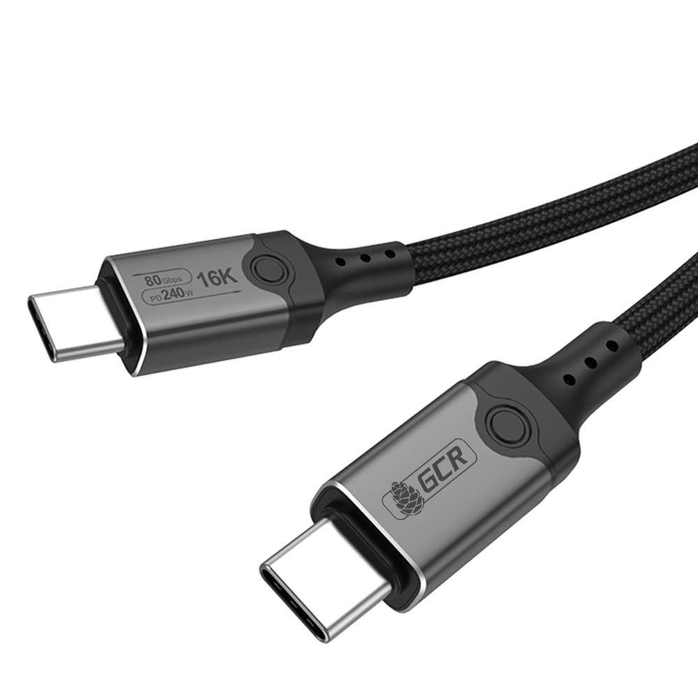 GCR Кабель USB 5.0 Type-C 240W 80 Гбит/с 16K VIDEO M/M в оплетке текстиль